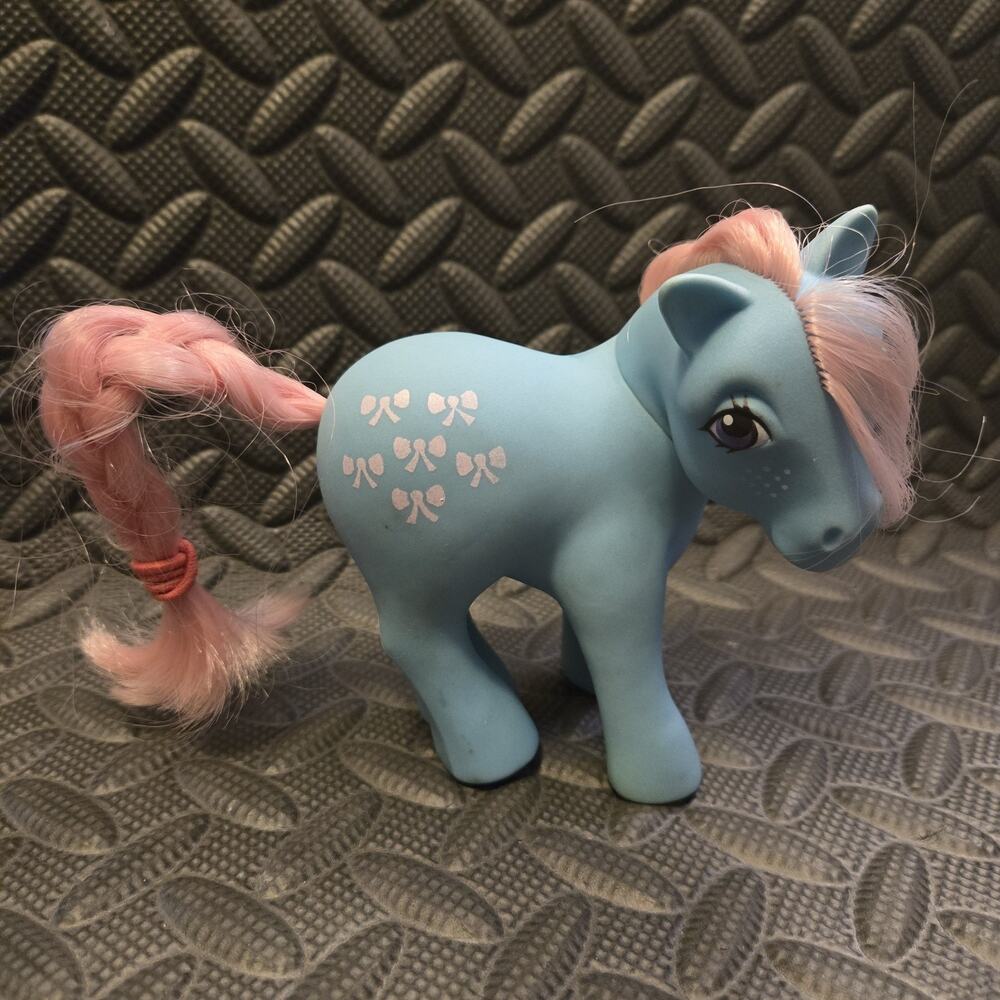 Vintage My Little Pony G1 Bow Tie Blue Pony Pink Hair Hasbro 1980s